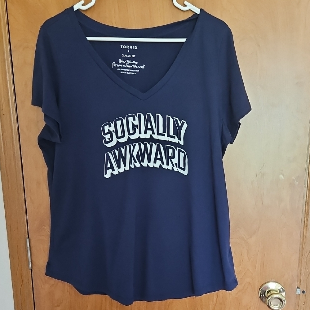 torrid Navy "Socially Awkward" Short Sleeve Tee